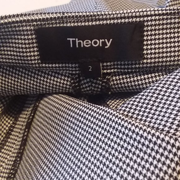 Theory Women's Size 2 Classic Ankle Pants Black & White Houndstooth - Picture 9 of 9